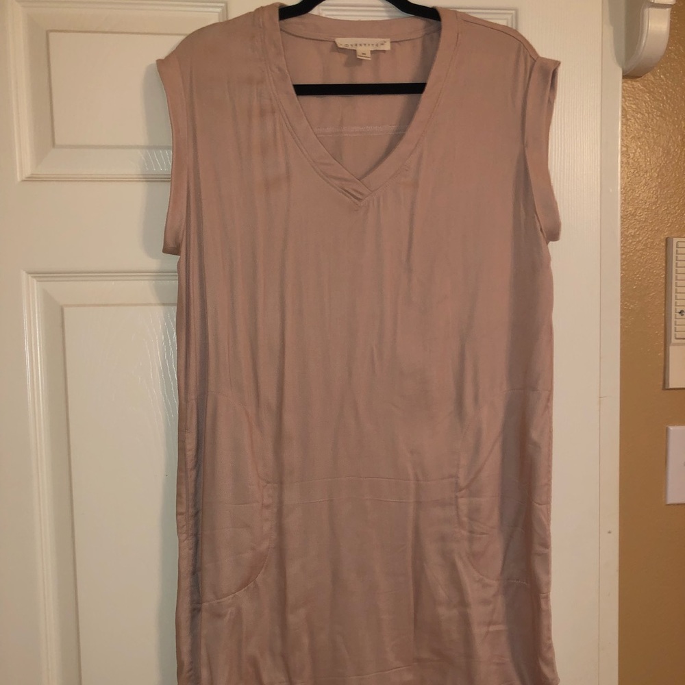 Lovestitch Medium Blush Pink Sleeveless Dress with Front Pockets